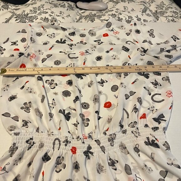 Libby Edelman Novelty Blouse Long Sleeve Elastic Cuff Valentine's Size XL - Picture 5 of 11